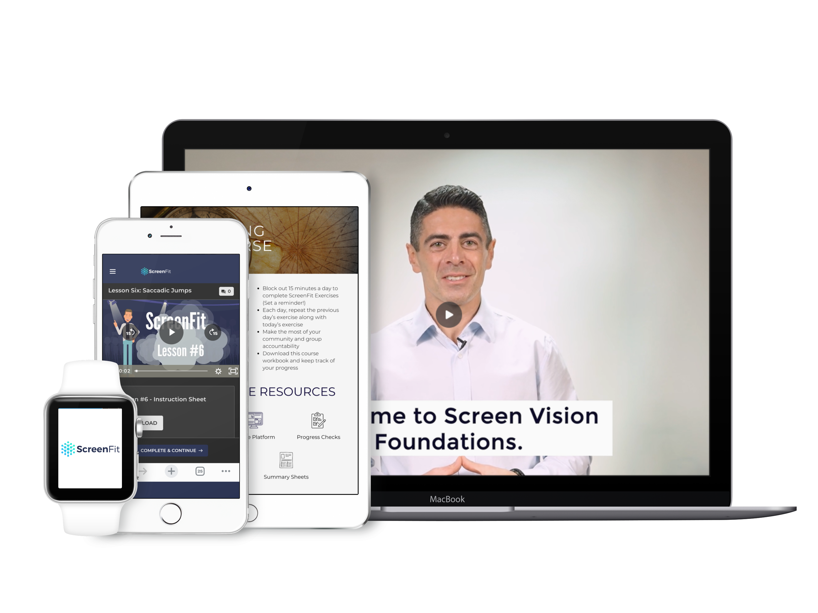Vision Foundations program on laptop, phone and watch